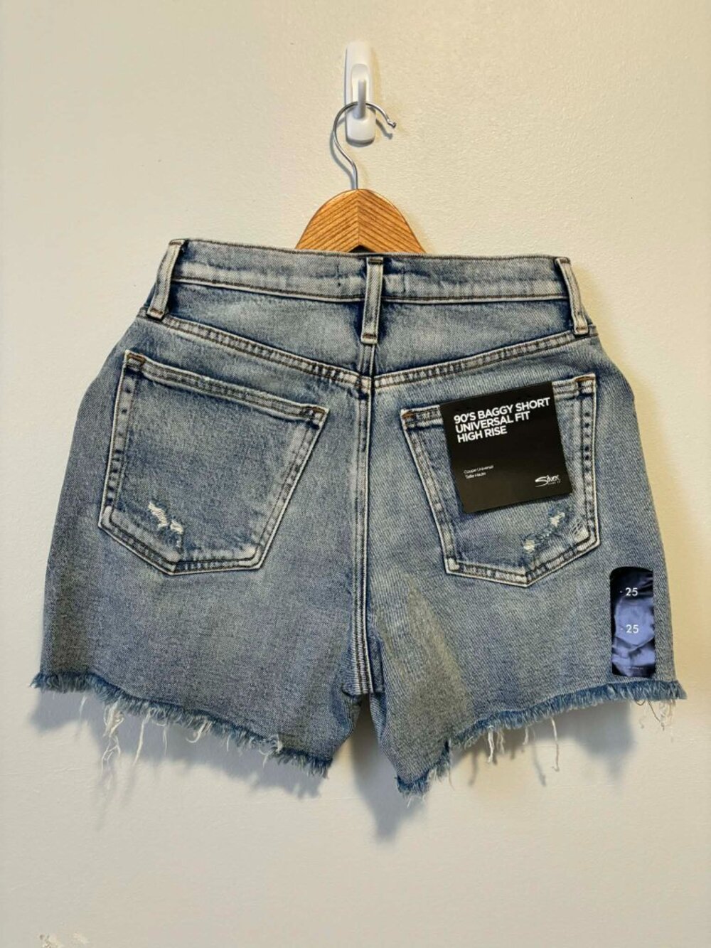 Silver Jeans 90'S BAGGY LIGHT INDIGO DENIM SHORT - New - Size 25 - Picture 5 of 9
